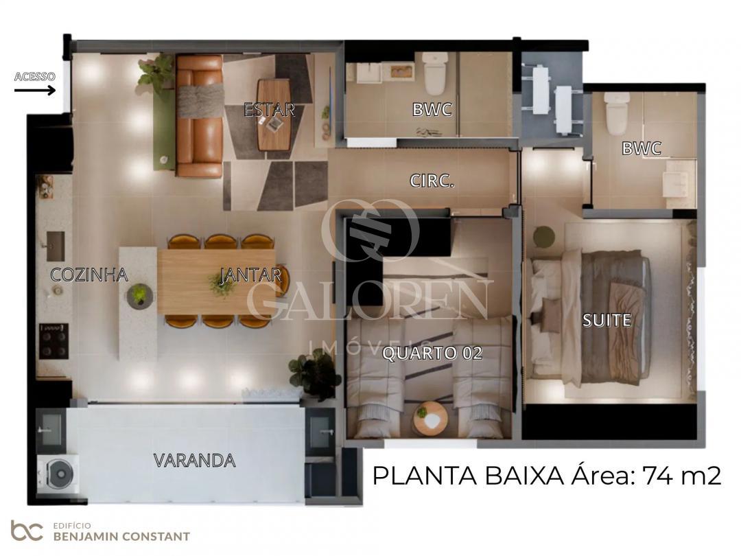 Apartamento 75 m² com 1 vaga  Zona 7, Maringá | Benjamin Constant
