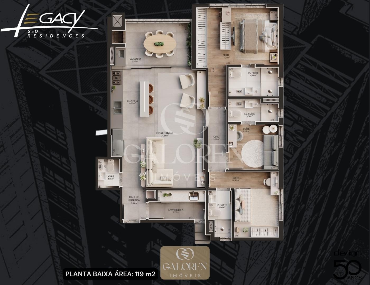 Alto padrão em Maringá, Zona 1  3 Suites, 119 m2 com wallbox