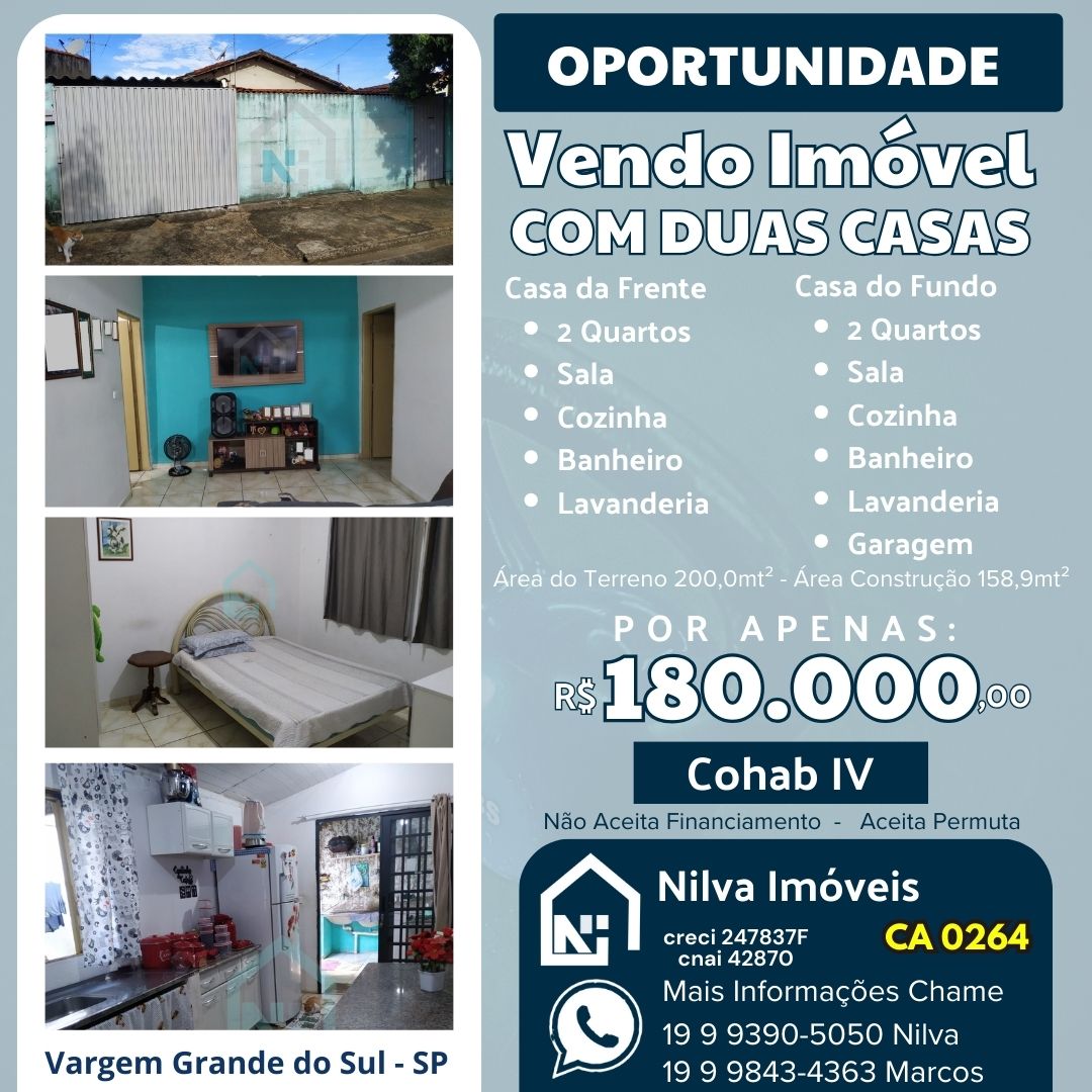 Imagens do imóveis Casa (Padrão), com 4 quartos e 2 banheiros à Venda, 200 m² em Vargem Grande do Sul/SP