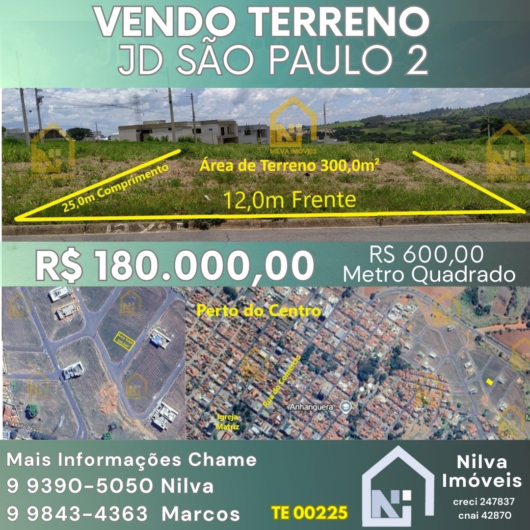 Imagens do imóveis Terreno (Em rua) à Venda, 300m² - Bairro Jardim Novo São Paulo em Vargem Grande do Sul