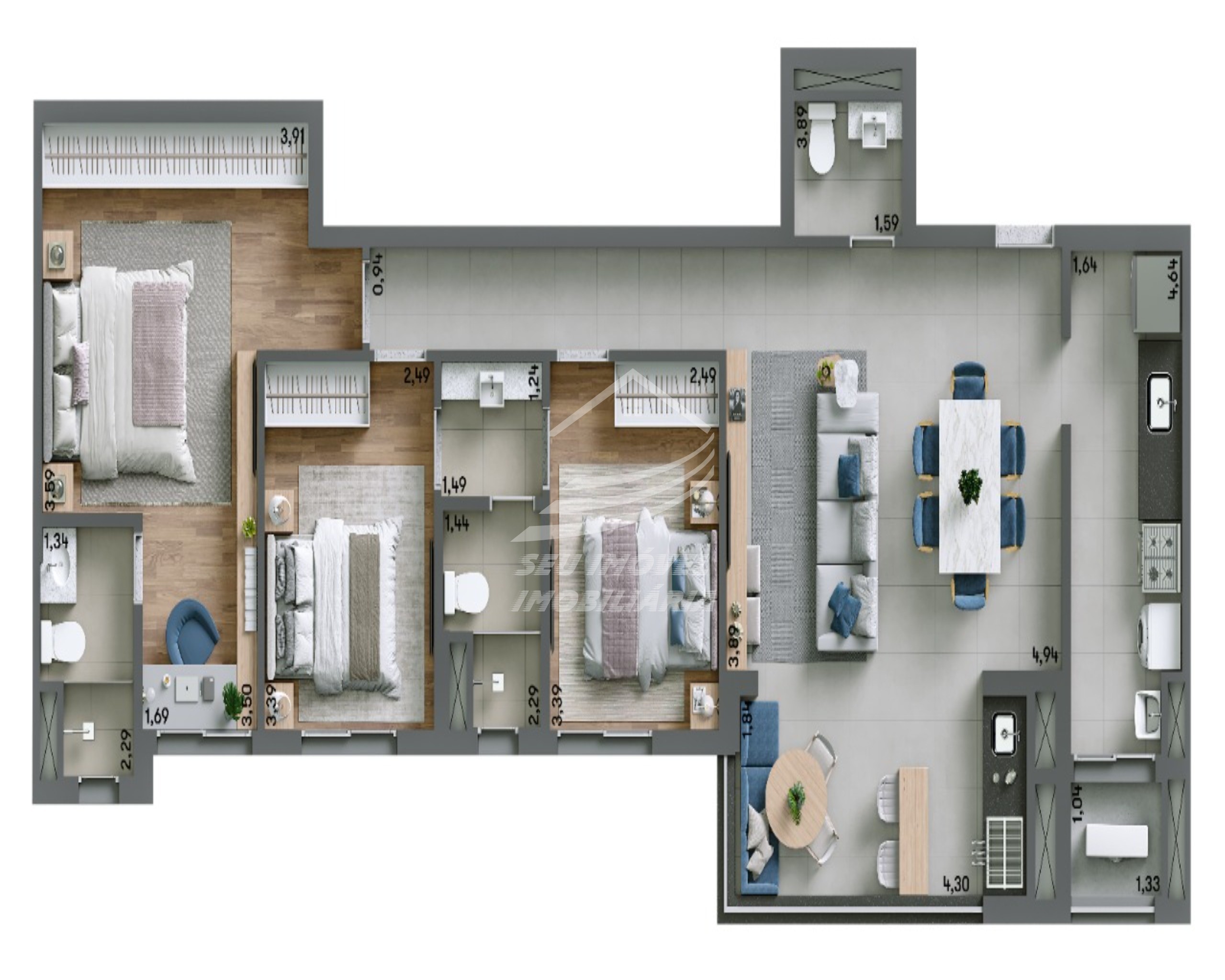 Apartamentos a venda em Uberaba | Évros | 2 vagas | 101 m² | Torre Única | 22 andares