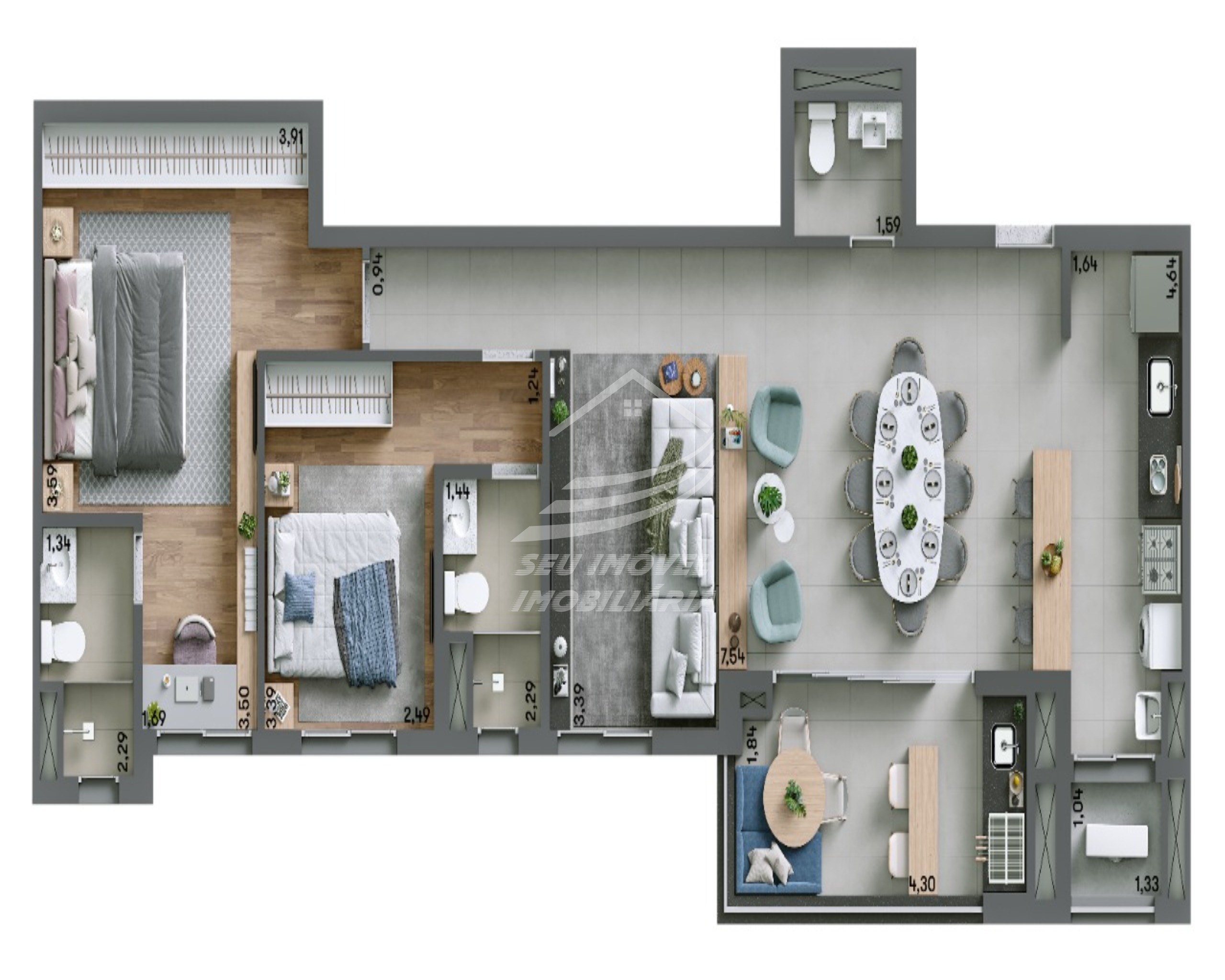 Apartamentos a venda em Uberaba | Évros | 2 vagas | 101 m² | Torre Única | 22 andares