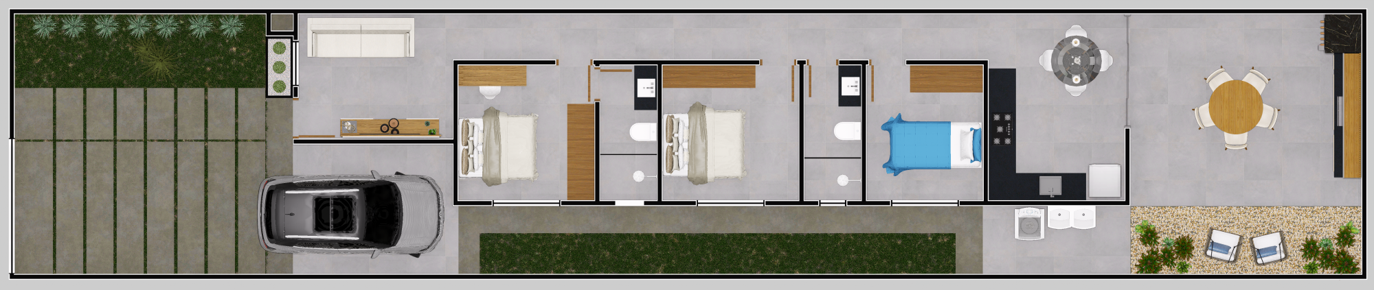 Casas 3Q com 1 suíte no Santa Luzia