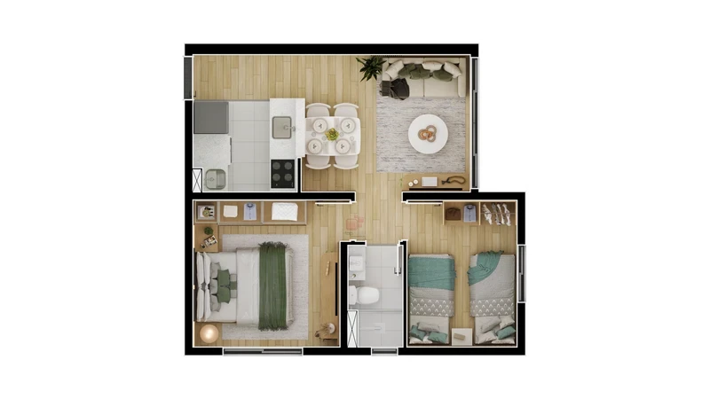 Imagens do imóveis Apartamento 2 dormitórios para Venda, 1 banheiro, 1 vaga de garagem, área útil 40,78 m²