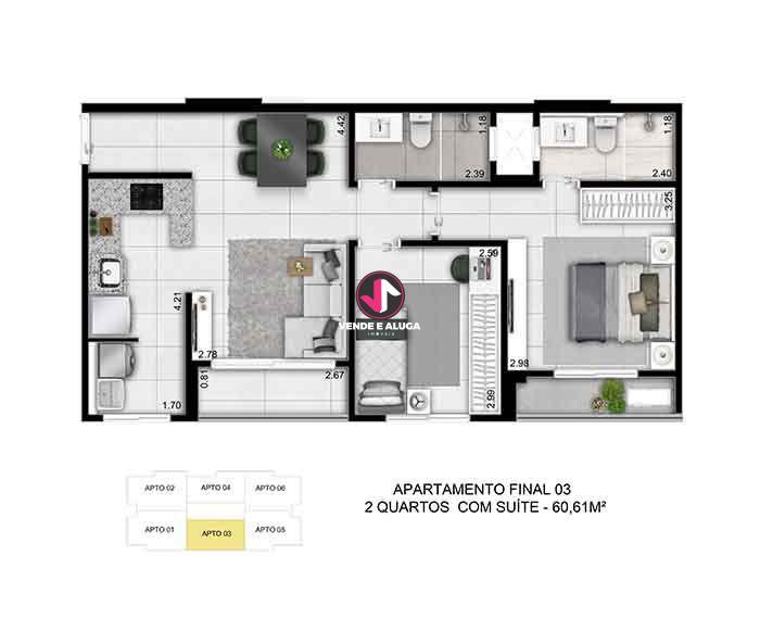 Imagens do imóveis Apartamento  com 2 Dormitorio(s) localizado(a) no bairro Terra Nova em Cuiabá /  Ref.:EXC-47996
