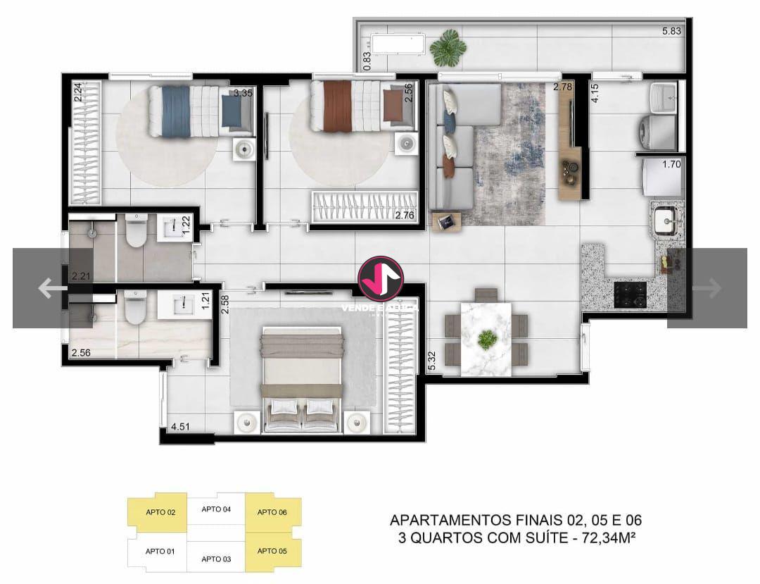 Imagens do imóveis Apartamento a venda no Residencial Alvorada 3 quartos 1 suite 72m² 1 vaga REF: PARC-5034