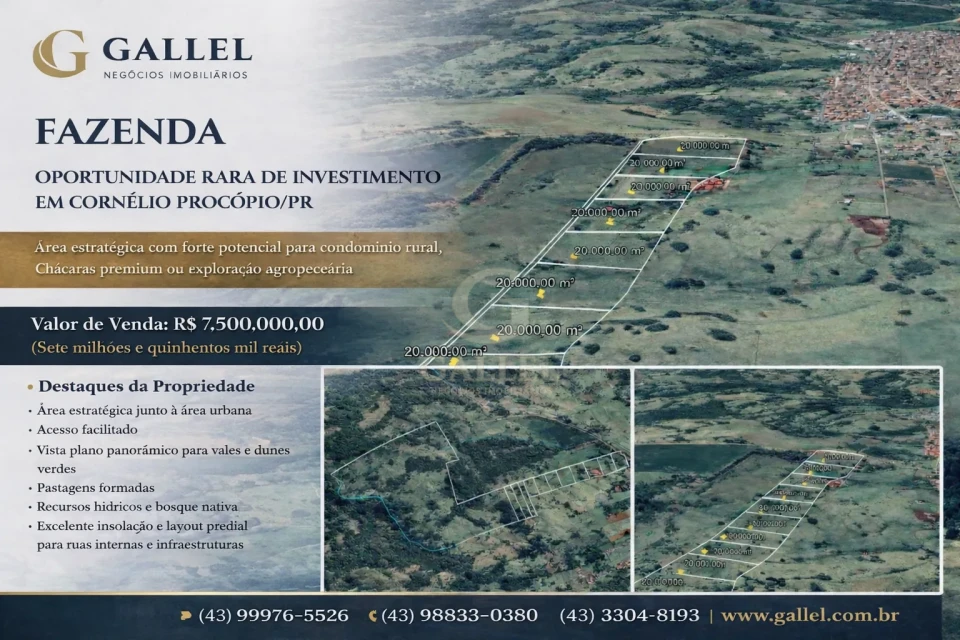 FAZENDA À VENDA - oportunidade Única de Investimento Rural e Patrimonial em Cornélio Procópio – Paraná